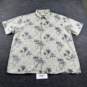 Red Head Brand Co. Shirt Mens 2XL Green Palm Tree Cotton Short Sleeve Button Up